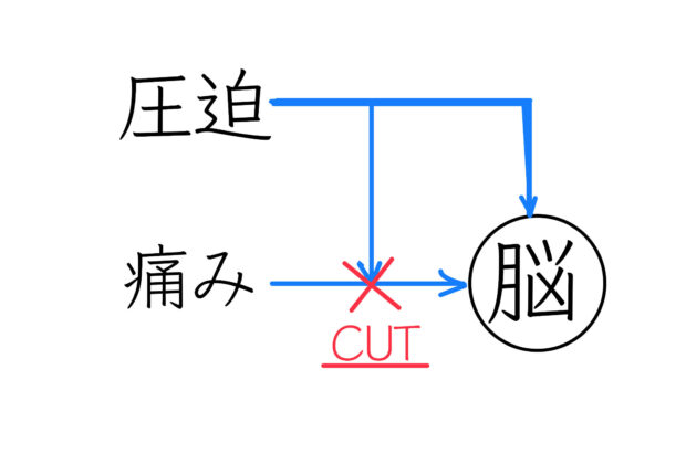 「○○○を１０秒間押して（揉んで）下さい。これで楽になりますよ。」のイメージ画像